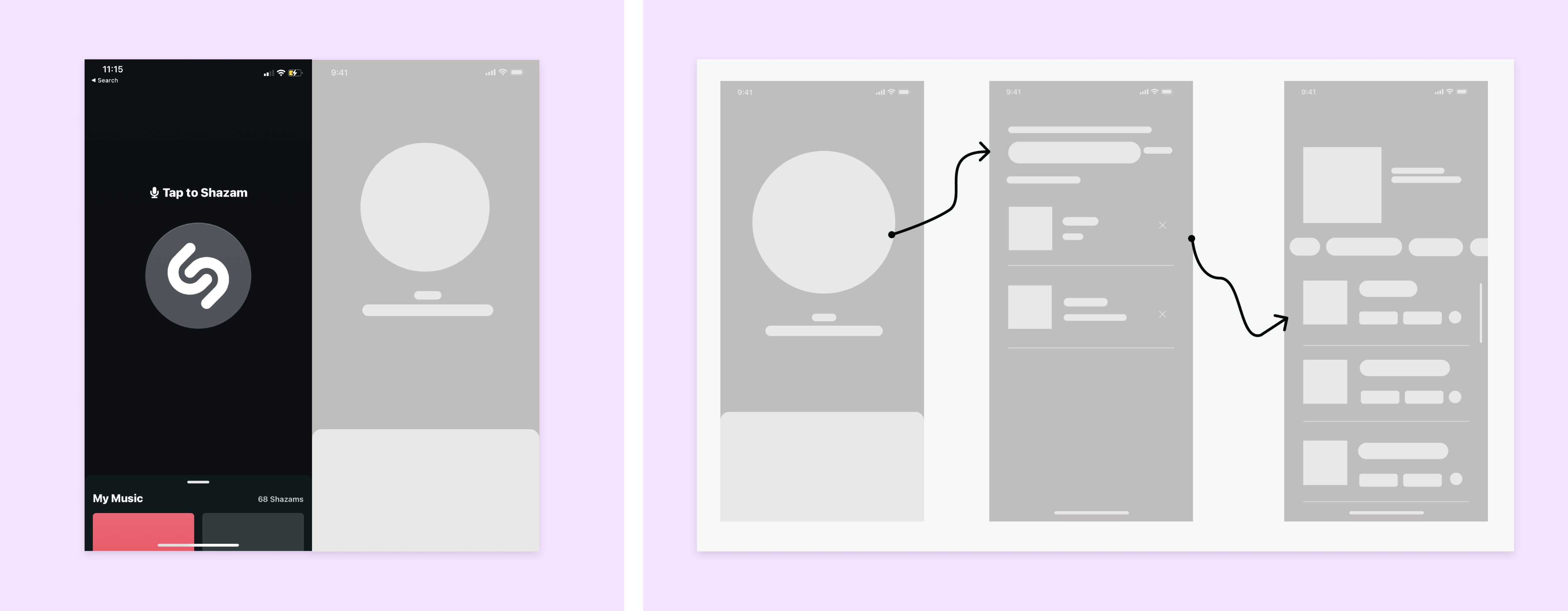 Tunefinder wireframing