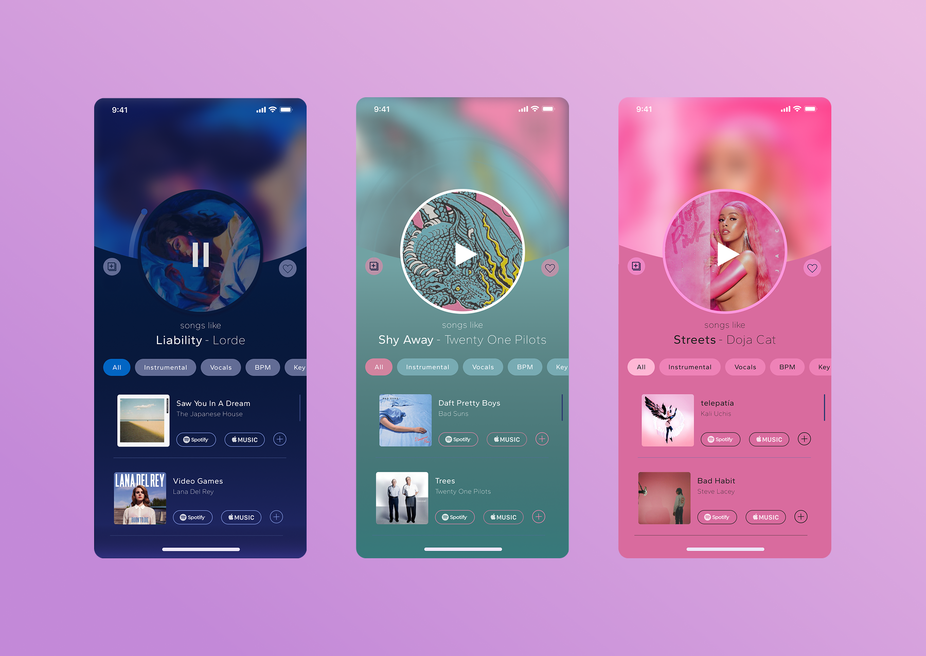 Tunefinder Screens